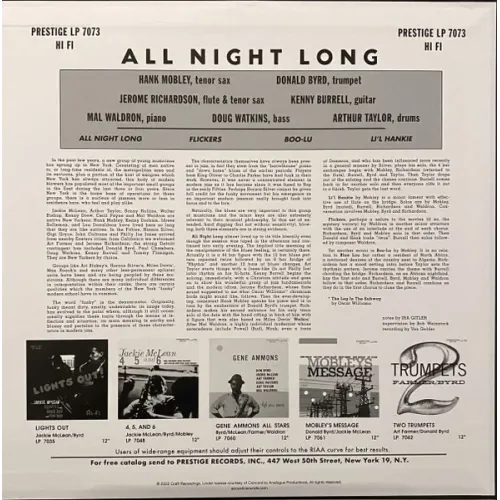 The Prestige All Stars – All Night Long - Analogue Productions LP