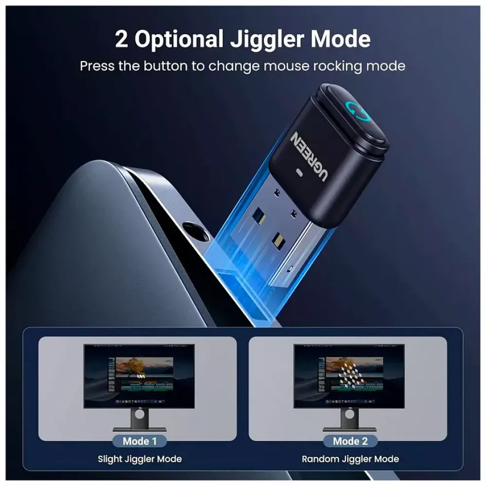 Ugreen BT301 USB-A Bluetooth Adapter with Mouse Jiggler Function Grey