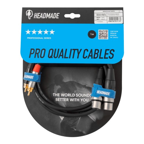 HeadMade Pro 2RCA - 2XLR-F Black 1m