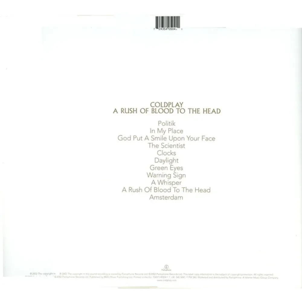 Coldplay – A Rush Of Blood To The Head - Parlophone LP