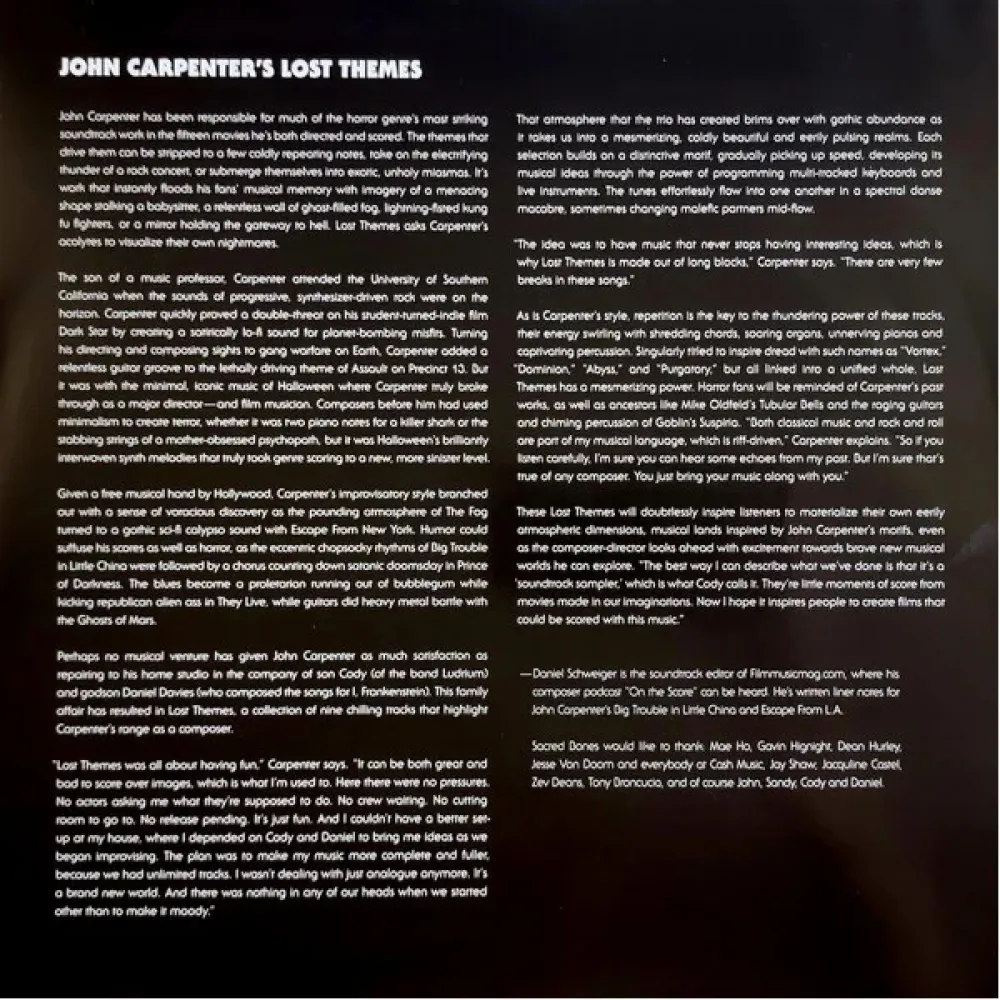 John Carpenter – Lost Themes - Cloured LP