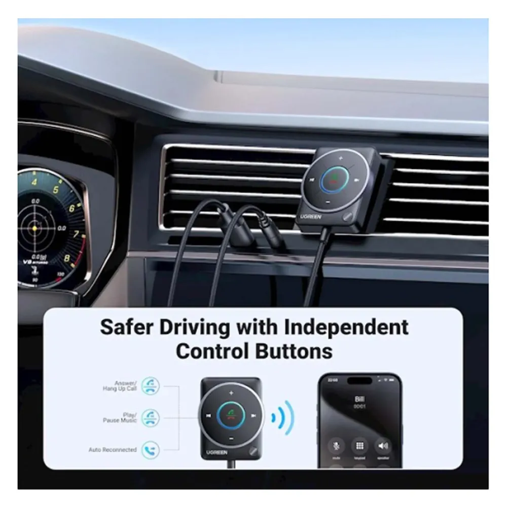 Ugreen CM723 Car Bluetooth 5.3 Receiver Audio Adapter Black
