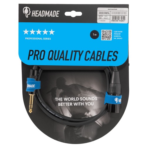 HeadMade Pro XLR-M - 6.3mm stereo Black 1m