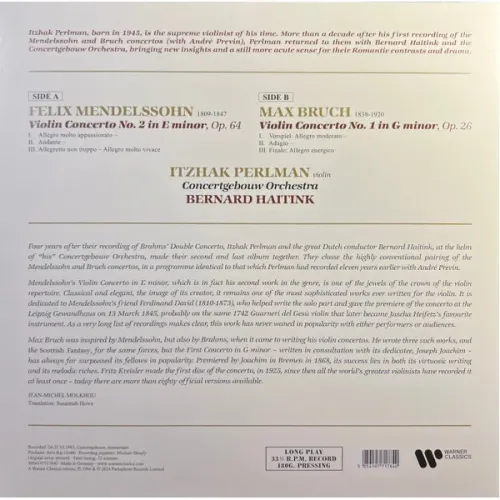 Felix Mendelssohn-Bartholdy, Max Bruch - Violin Concertos - LP