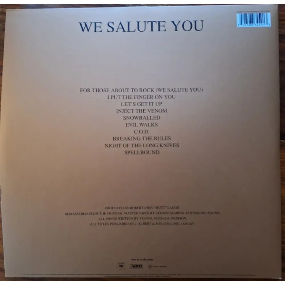 AC/DC – For Those About To Rock (Coloured Gold) LP