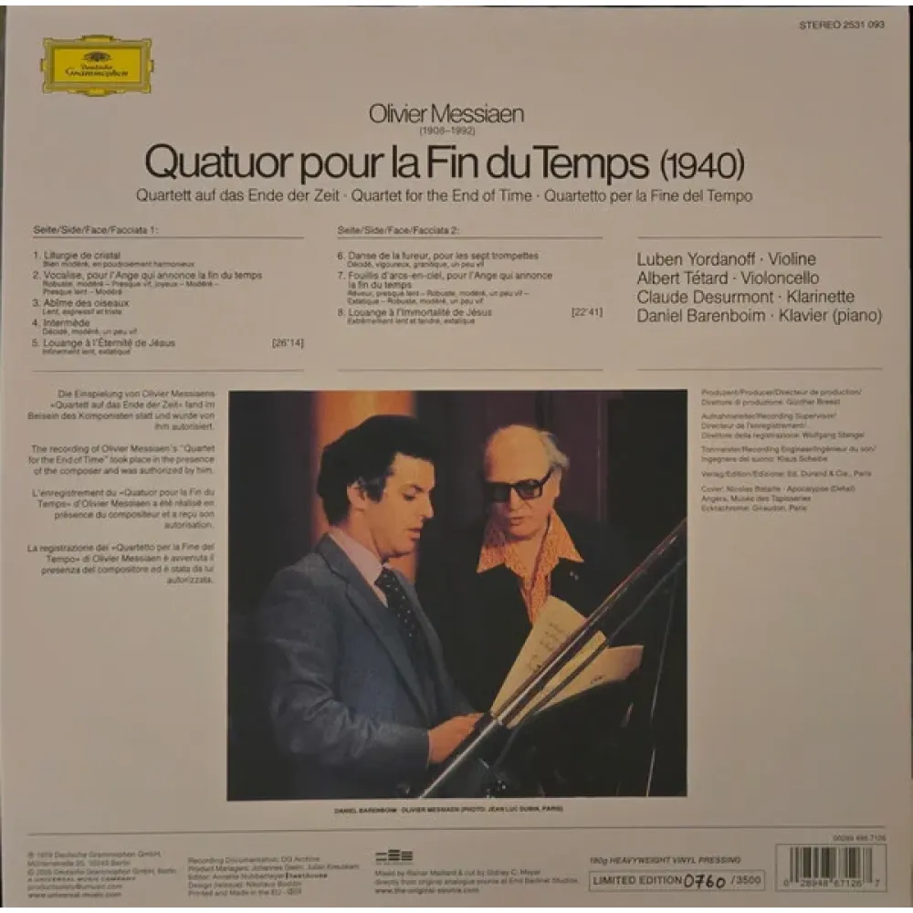 Olivier Messiaen – Quatuor Pour La Fin Du Temps - LP