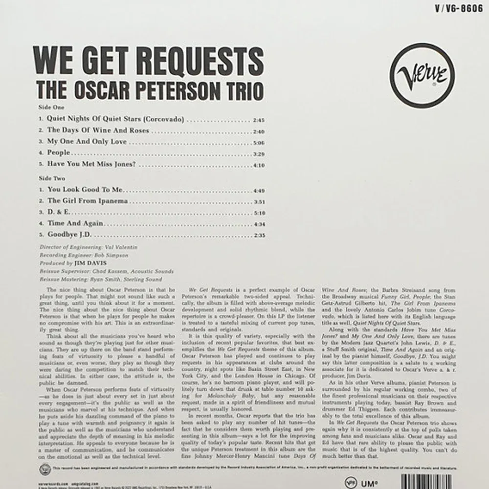 The Oscar Peterson Trio – We Get Requests LP