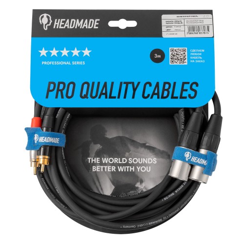 HeadMade Pro 2RCA - 2XLR-m Black 3m