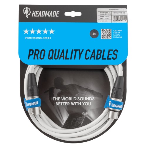 HeadMade Pro XLR-F - XLR-M White 3m