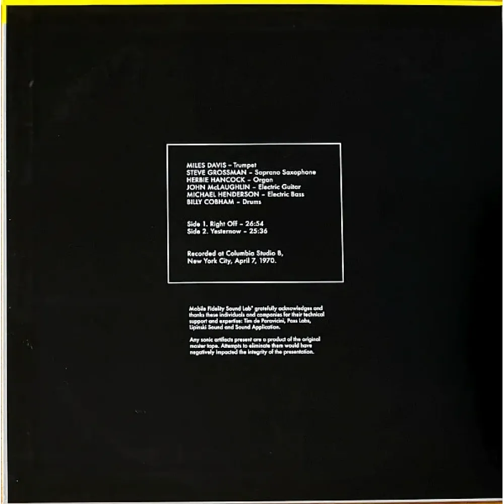 Miles Davis – Jack Johnson (Original Soundtrack Recording) (MFSL) LP