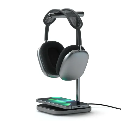Satechi 2-in-1 Headphone Stand with Wireless Charger Grey